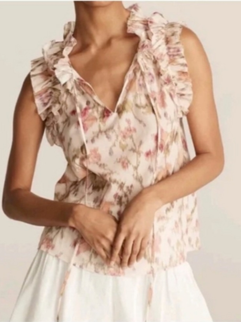Rebecca Taylor Picot Floral Ruffled Top NWT